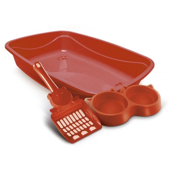 KIT LUXO BANDEJA P/GATOS 3X1 VERMELHO