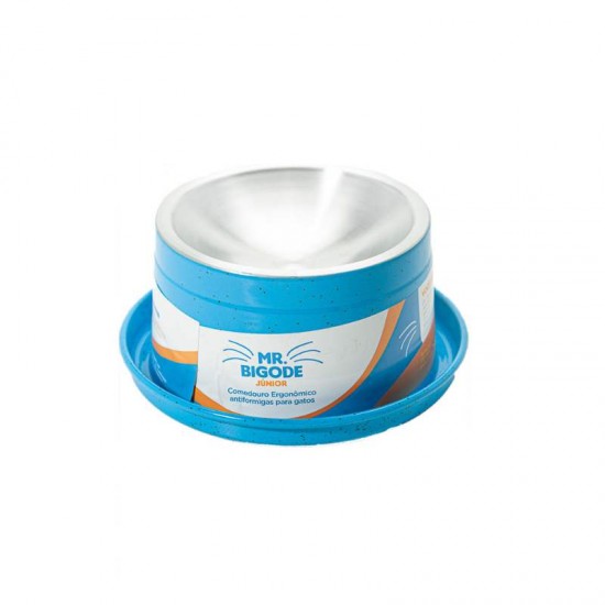 COMEDOURO MR BIGODE JUNIOR 140ML-AZUL