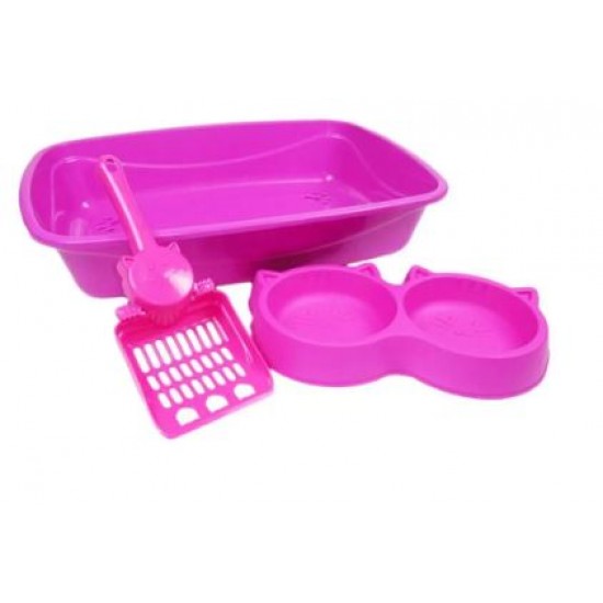 KIT LUXO BANDEJA P/GATOS 3X1 ROSA