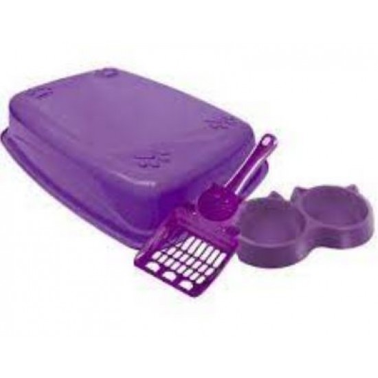 KIT LUXO BANDEJA P/GATOS 3X1 LILAS