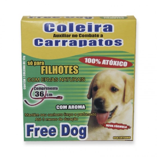 COLEIRA FREE DOG CARRAPATO FILHOTE -36CM